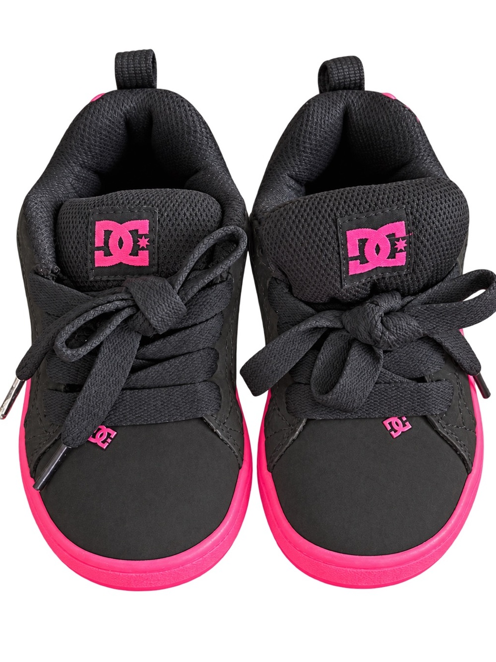 DC Court Graffik Kids Black Hot Pink Skate Sneakers Size 11